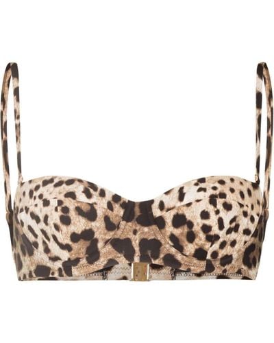 Dolce & Gabbana Leopard-print Bikini Top - Brown