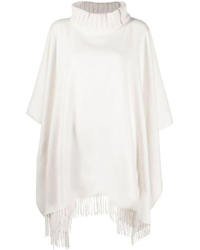 Fabiana Filippi Poncho à col roulé - Blanc