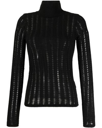 Totême Open-knit Silk Top - Black