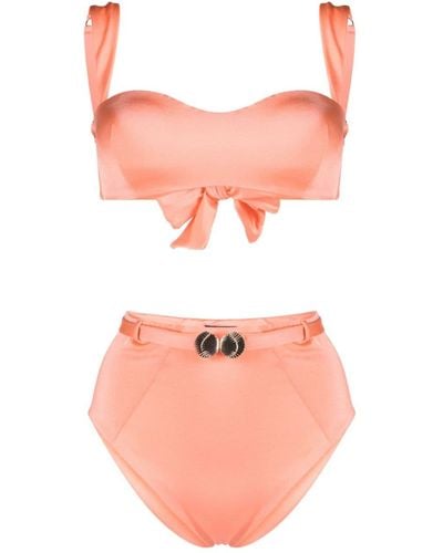 Noire Swimwear Bikini mit Muschelanhänger - Pink