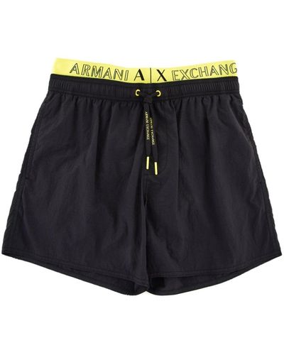 Armani Exchange Logo-waistband Swim Shorts - Blue