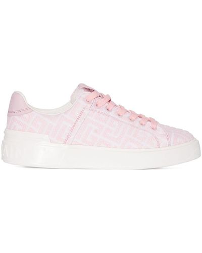 Balmain B Court Monogram-jacquard Sneakers - Pink