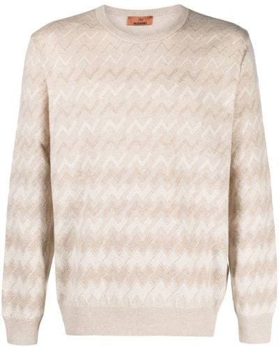 Missoni Zigzag-pattern Cashmere Sweater - Natural