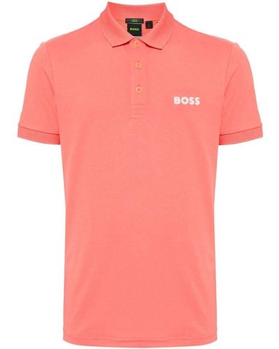BOSS Logo-appliqué short-sleeve polo shirt - Pink