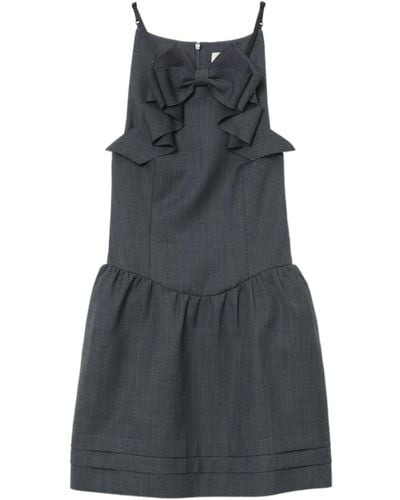 ShuShu/Tong Bow-detail Layered-hem Dress - Gray