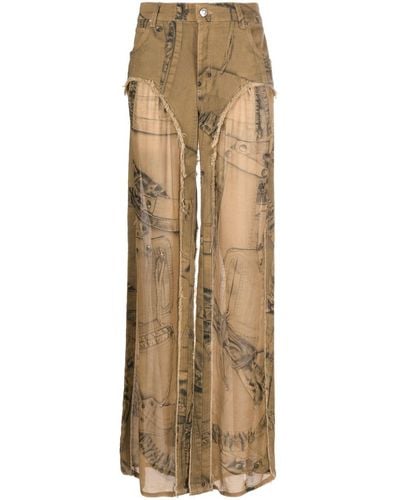 Blumarine Semi-sheer Panel Trousers - Natural