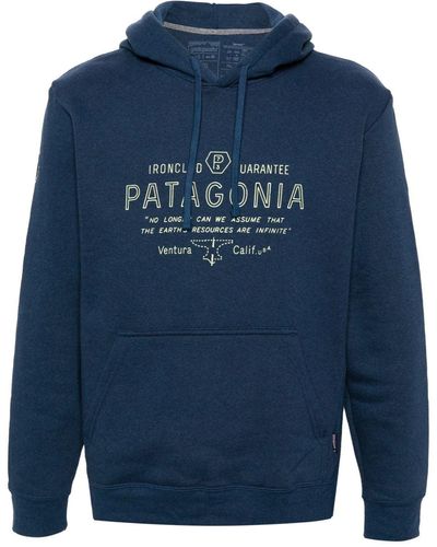 Patagonia Logo-print Hoodie - Blue