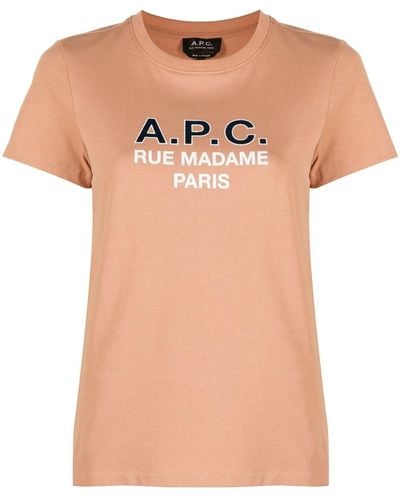 A.P.C. Madame Logo-print Cotton T-shirt - Pink