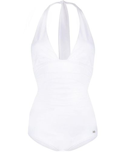 Dolce & Gabbana Halterneck Swimsuit - White