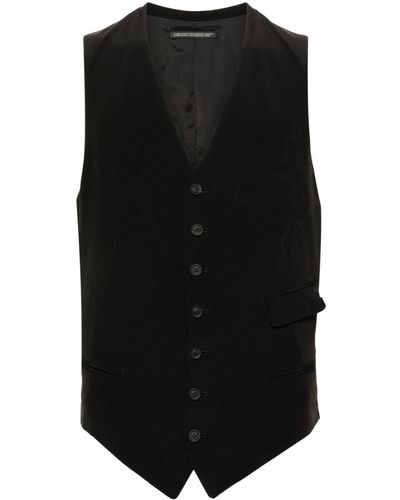 Yohji Yamamoto Button-up Katoenen Gilet - Zwart