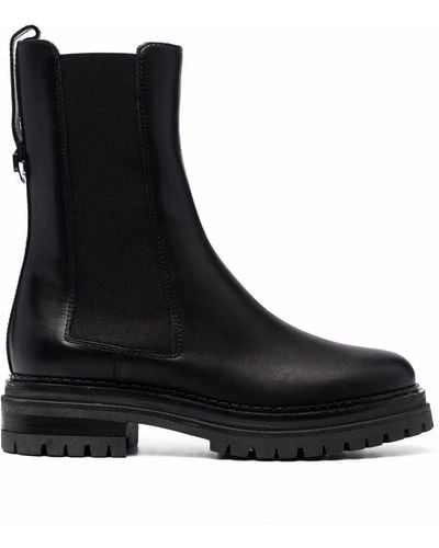 Sergio Rossi Ridged Leather Boots - Black