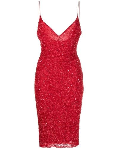 retroféte Billie Sequined Fitted Midi Dress - Red