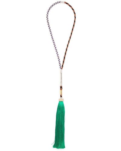 Alberta Ferretti Collar de cadena tipo cuerda con borla - Verde
