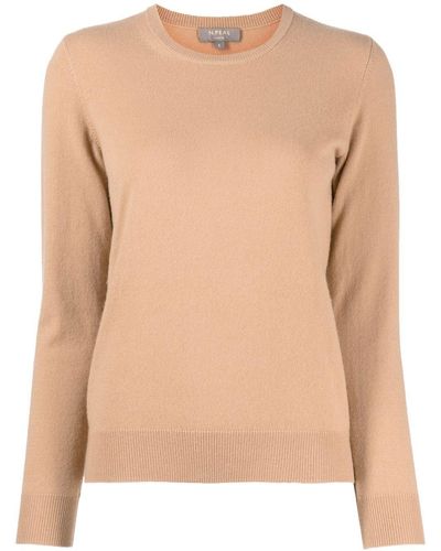 N.Peal Cashmere Ribbed-knit Long-sleeved Sweater - Natural