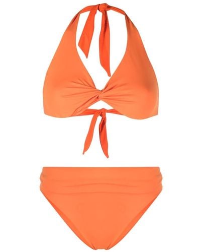 Fisico Twist-detail Halterneck Bikini - Orange