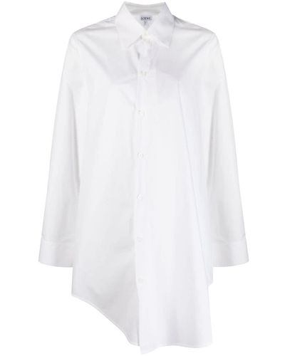 Loewe Camisa asimétrica de manga larga - Blanco