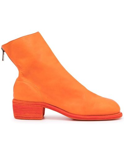 Guidi Full-grain Leather Boots - Orange