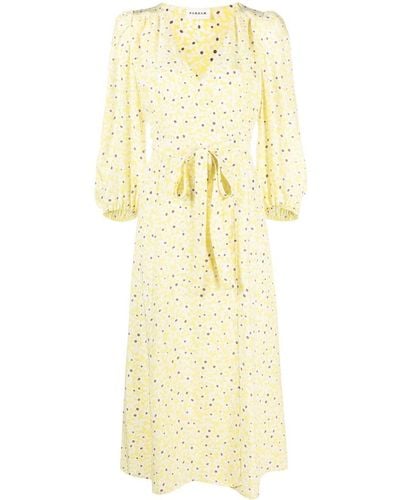 P.A.R.O.S.H. Vestido cruzado con estampado floral - Amarillo