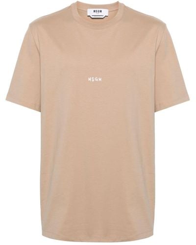 MSGM T-Shirt With Logo - Natural