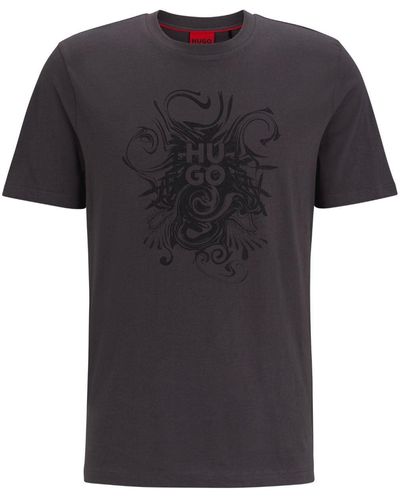 HUGO デコラティブ Tシャツ - ブラック
