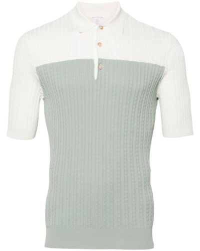 Eleventy Cable-knit Polo Shirt - Green