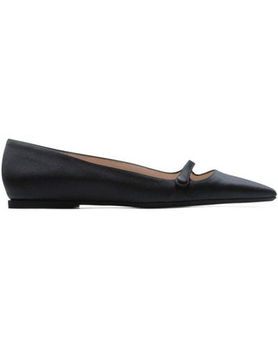 N°21 Pointed-toe Leather Ballerina Shoes - Black