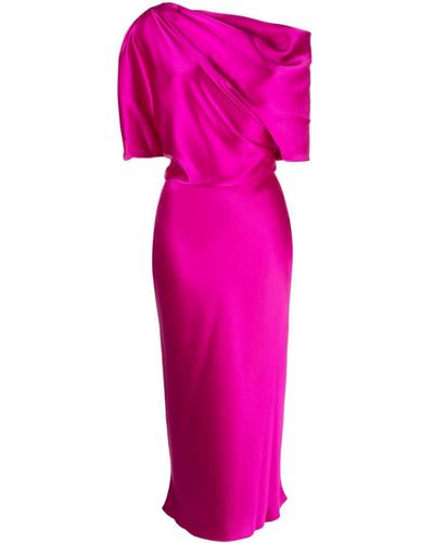 Amsale Off-shoulder Draped Midi Dress - Pink