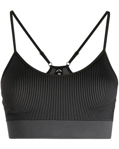 The Upside Logo-embroidered Ribbed Sports Bra - Black