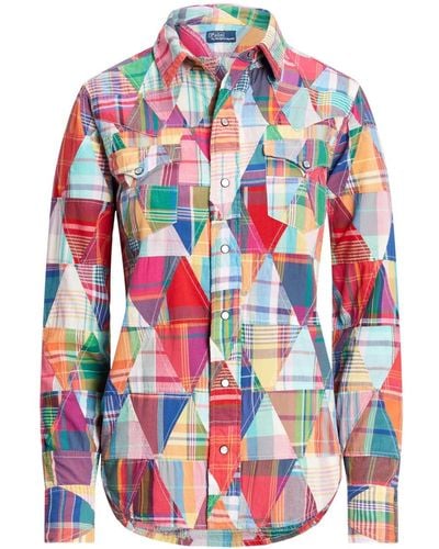 Polo Ralph Lauren Camisa con diseño patchwork - Rojo