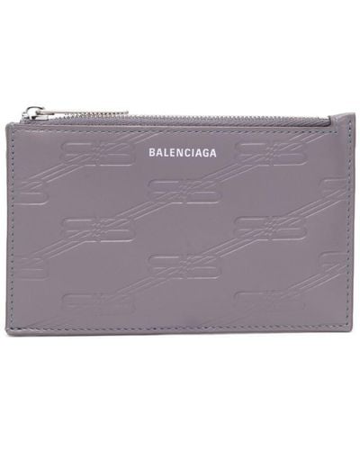 Balenciaga Logo-debossed Leather Cardholder - Purple