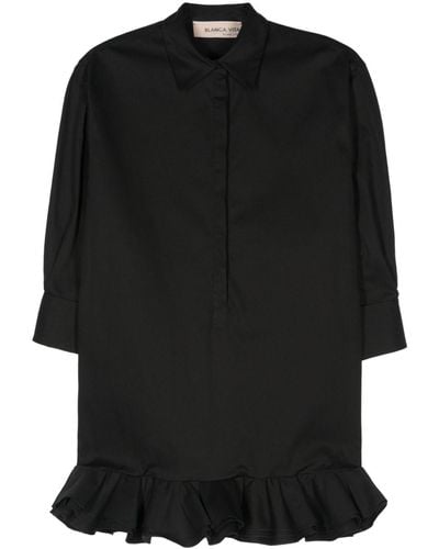 Blanca Vita Ruffle-detail Dress - Zwart