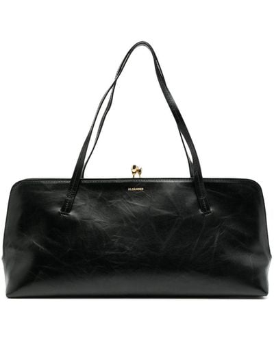 Jil Sander Small Goji Leather Shoulder Bag - Black