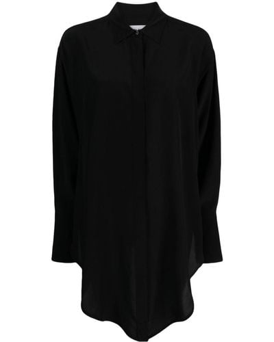 Victoria Beckham Wrap Front Silk Shirt - Zwart