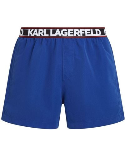 Karl Lagerfeld Essential Logo-print Swim Shorts - Blue