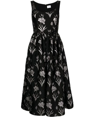 Erdem Patterned-jacquard Flared Midi Dress - Black