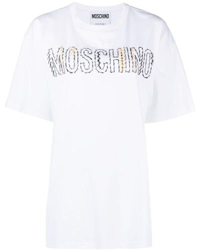 Moschino Camiseta con logo bordado - Blanco
