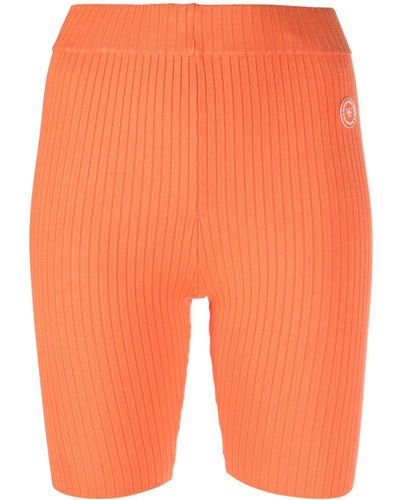 Sporty & Rich Logo-patch Ribbed-knit Biker Shorts - Orange