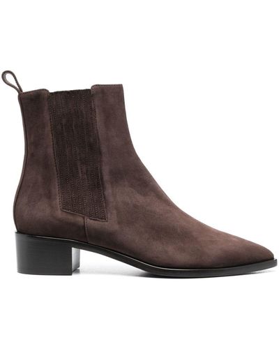 SCAROSSO Olivia Suede Ankle Boots - Brown