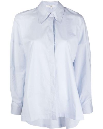 Tibi Gabe Pointed Flat-collar Cotton Shirt - Blue