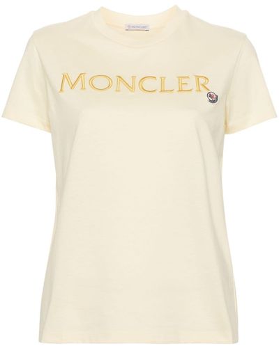Moncler Katoenen T-shirt Met Logo-reliëf - Naturel