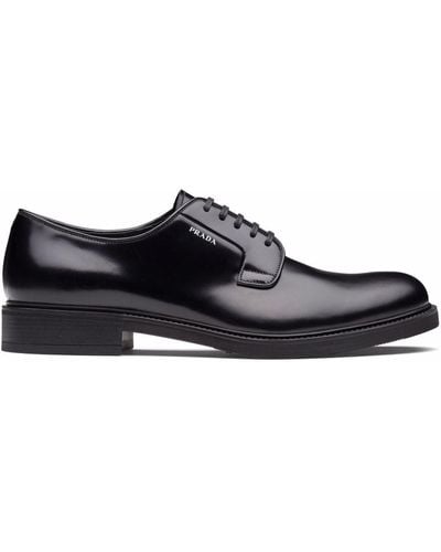 Prada Zapatos derby con efecto cepillado - Negro