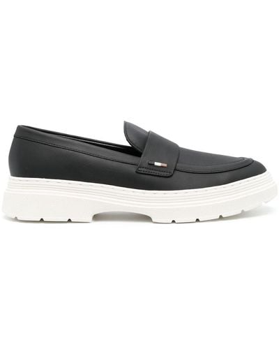BOSS Logo-appliqué Leather Loafers - Gray
