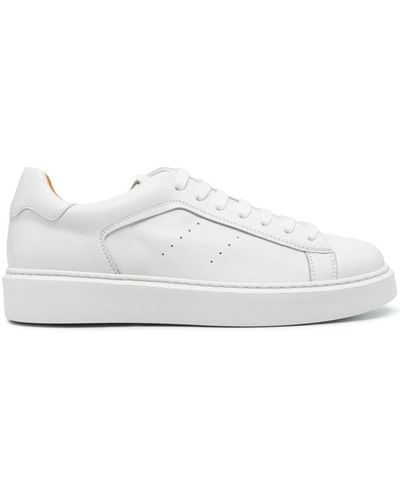 Doucal's Perforated Leather Trainers - White