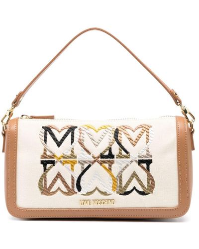 Love Moschino Embroidered-motif Canvas Tote Bag - Natural