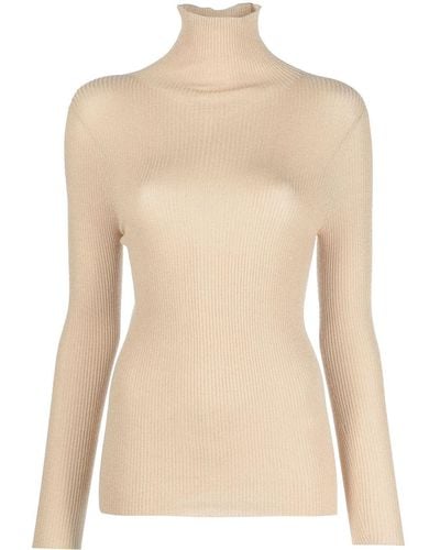 Fabiana Filippi Ribbed-knit Virgin Wool-blend Sweater - Natural