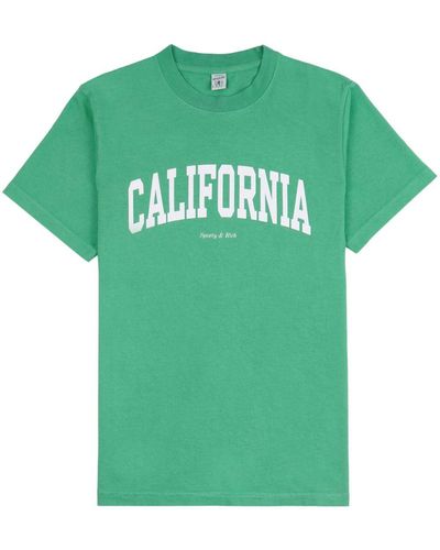 Sporty & Rich California-print Cotton T-shirt - Green