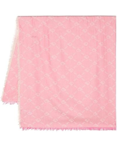Pinko Monogram-print Frayed Scarf - Pink