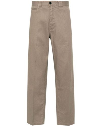 BOSS Pressed-crease Twill Tapered Trousers - Brown