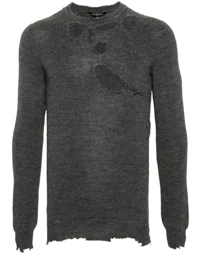 Balenciaga Distressed-finish Wool Sweater - Grey