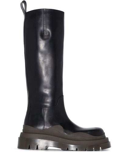 Bottega Veneta Bv Tire Knee-high Leather Boots - Black